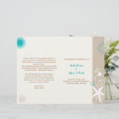 Tan Ivory Aqua Beach Wedding BiFold Programme (Staand voorkant)