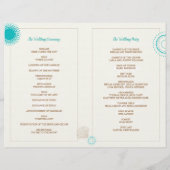 Tan Ivory Aqua Beach Wedding BiFold Programme (Achterkant)