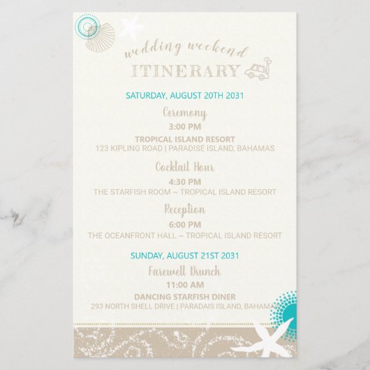 Tan Ivory Cute Beach Weddenrenroute (Voorkant)