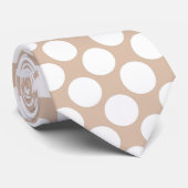 Tan Jumbo Polka Dots Custom Necktie Stropdas (Opgerold)