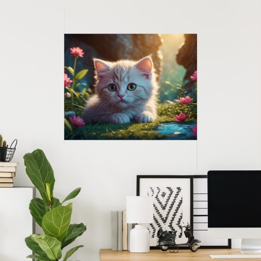 *~* Tan Kat AP68 5:4 Fluffy Feline Kitten Poster (Thuiskantoor)