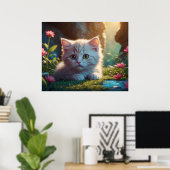 *~* Tan Kitty AP68 5:4 Fluffy Feline Kitten Poster (Thuiskantoor)