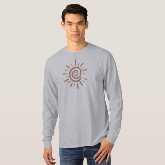 Tan kleur Boho Sun Abstracte Illustratie T-shirt (Voorkant volledig)