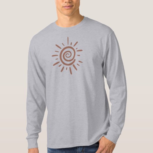 Tan kleur Boho Sun Abstracte Illustratie T-shirt (Voorkant)