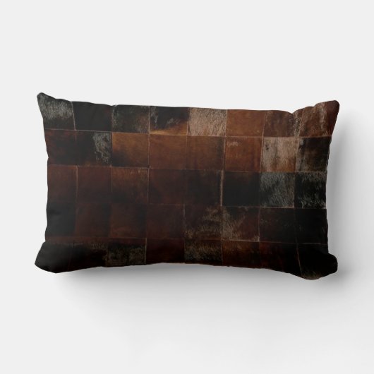 Tan Koeienhuid Patchwork Print Cushion Kussen (Achterkant)