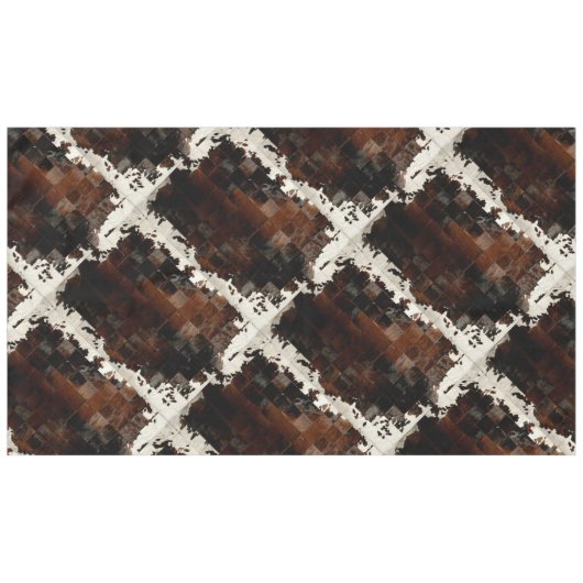 Tan Koeienhuid Patchwork Print Tafelkleed (Voorkant (Horizontaal))
