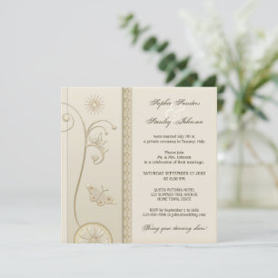 Tan Lace Floral After or Post Wedding Invitation Kaart