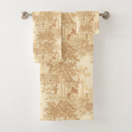  Tan Landscape Toile w/Urns en Kolommen Bad Handdoek