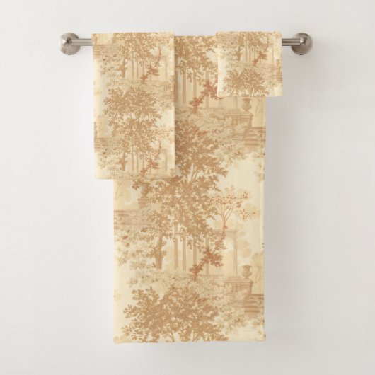 Tan Landscape Toile w/Urns en Kolommen Bad Handdoek (Insitu)