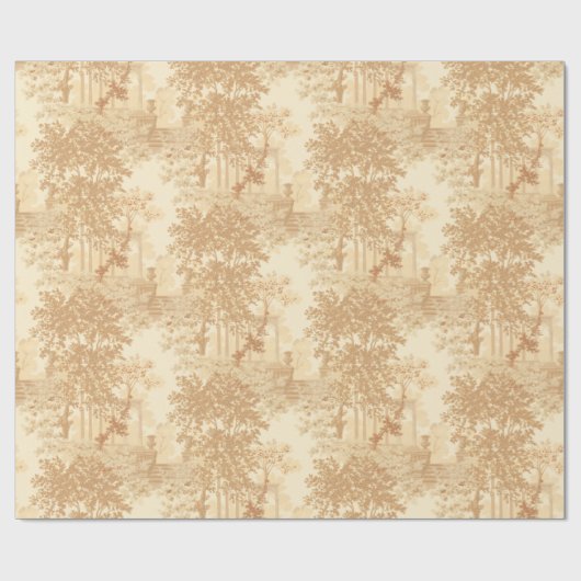  Tan Landscape Toile w/Urns en Kolommen Cadeaupapier (Vlak)