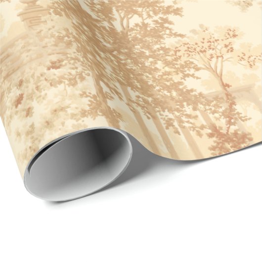  Tan Landscape Toile w/Urns en Kolommen Cadeaupapier (Rol Hoek)