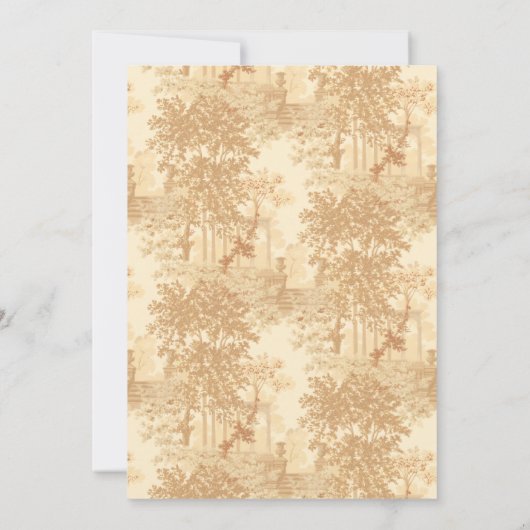  Tan Landscape Toile w/Urns en Kolommen Notitiekaartje (Achterkant)