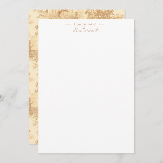  Tan Landscape Toile w/Urns en Kolommen Notitiekaartje (Voorkant / Achterkant)