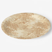  Tan Landscape Toile w/Urns en Kolommen Papieren Bordje (Gekanteld)