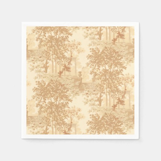 Tan Landscape Toile w/Urns en Kolommen Servet (Voorkant)