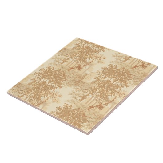  Tan Landscape Toile w/Urns en Kolommen Tegeltje (Zijkant)