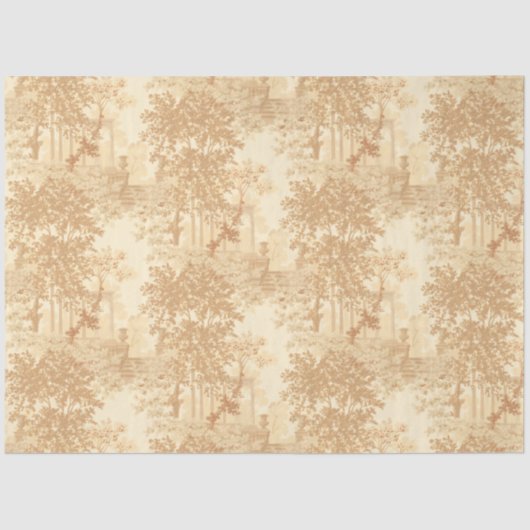 Tan Landscape Toile w/Urns en Kolommen Tissuepapier (Voorkant)