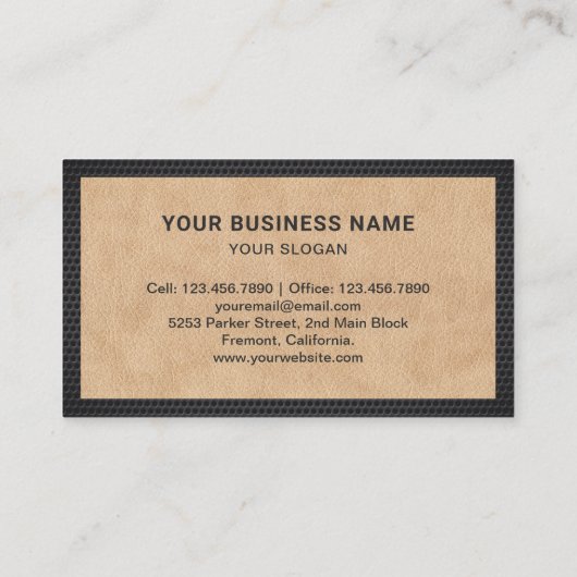 Tan Leather Black Circular Saw Handyman Carpenter Visitekaartje (Achterkant)