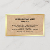 Tan Leather Gold Folie Vastgoed makelaar Foto Visitekaartje (Achterkant)