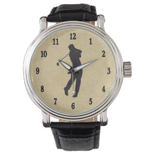 Tan Leather Golf Design Horloge