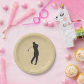 Tan Leather Golf Design Papieren Bordje (Feest)