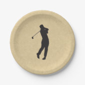 Tan Leather Golf Design Papieren Bordje (Voorkant)