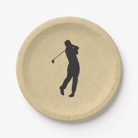 Tan Leather Golf Design Papieren Bordje (Voorkant)