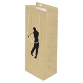 Tan Leather Golf Design Wijn Cadeautas (Voorkant Gekanteld)