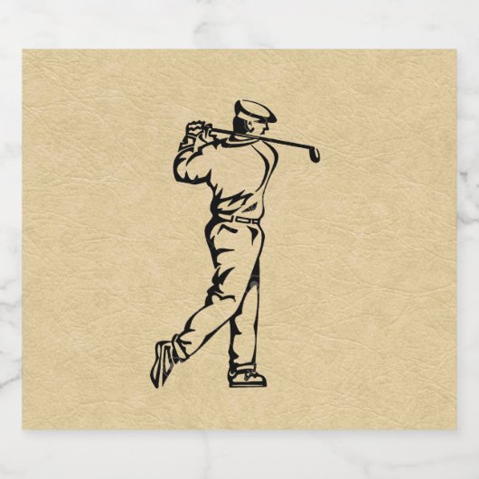 Tan Leather look Golf Design Bier Etiket (Enkel label)