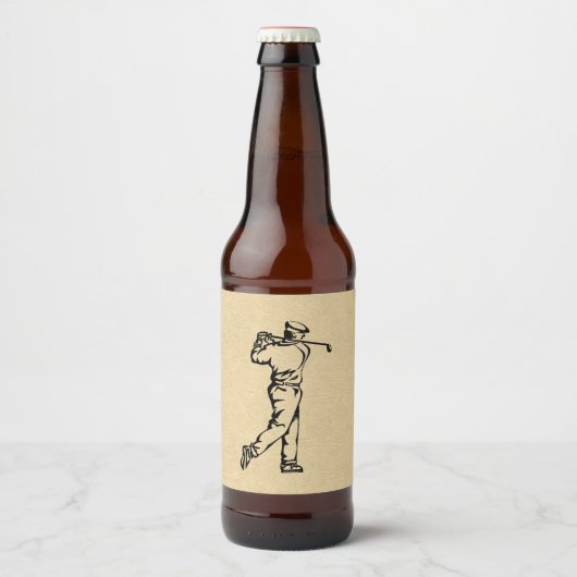 Tan Leather look Golf Design Bier Etiket (Voorkant)
