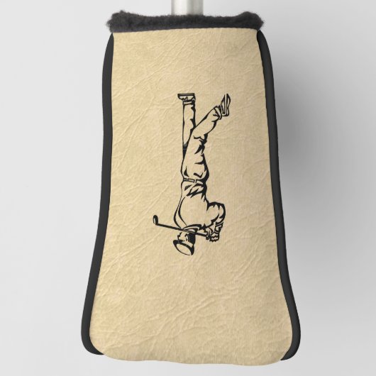 Tan Leather look Golf Design Golfheadcover (Draai 90)
