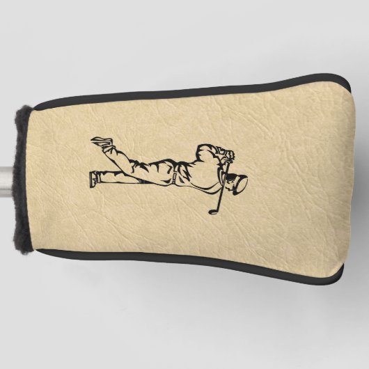 Tan Leather look Golf Design Golfheadcover (Voorkant)