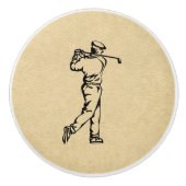 Tan Leather look Golf Design Keramische Knop (Voorkant)