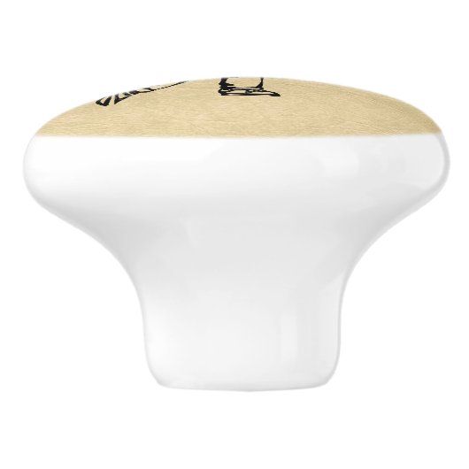 Tan Leather look Golf Design Keramische Knop (Zijkant)