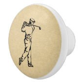 Tan Leather look Golf Design Keramische Knop (Rechts)