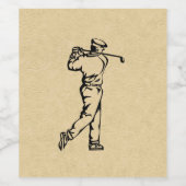 Tan Leather look Golf Design Wijn Etiket (Enkel label)