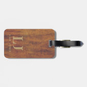 Tan Leather Monogrammed Modern  Bagagelabel (Achterkant horizontaal)