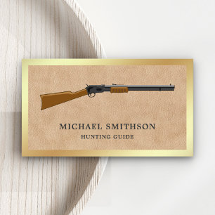 Tan Leather Shotgun Rifle Pistool Shop Gunsmith Visitekaartje