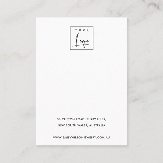 TAN LEATHER TEXTURE 2 STUD EARRING DISPLAY CARD VISITEKAARTJE (Achterkant)