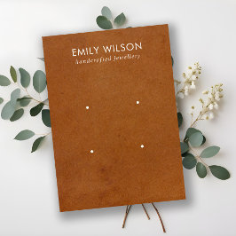 TAN LEATHER TEXTURE 2 STUD EARRING DISPLAY CARD VISITEKAARTJE