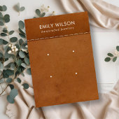 TAN LEATHER TEXTURE 2 STUD EARRING DISPLAY CARD VISITEKAARTJE