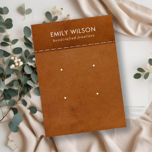 TAN LEATHER TEXTURE 2 STUD EARRING DISPLAY CARD VISITEKAARTJE