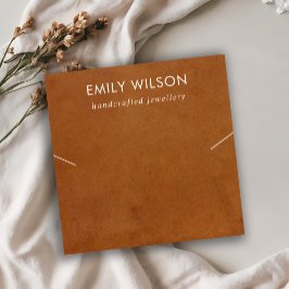 TAN LEATHER TEXTURE BAND KETTING DISPLAY KAART VIERKANTE VISITEKAARTJE