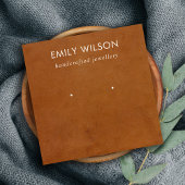 TAN LEATHER TEXTURE STUD OORBEL DISPLAY KAART VIERKANTE VISITEKAARTJE