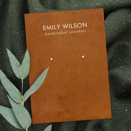 TAN LEATHER TEXTURE STUD OORBEL DISPLAY KAART VISITEKAARTJE