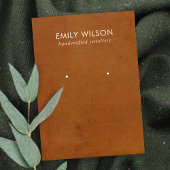 TAN LEATHER TEXTURE STUD OORBEL DISPLAY KAART VISITEKAARTJE