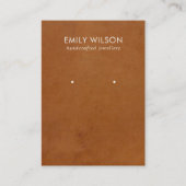 TAN LEATHER TEXTURE STUD OORBEL DISPLAY KAART VISITEKAARTJE (Voorkant)