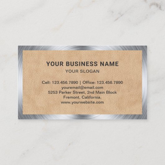 Tan Leather Wheel Alignment Autobandenwinkel Visitekaartje (Achterkant)