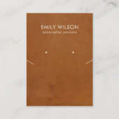 TAN LEDEREN TEXTUUR KETTING OORBEL DISPLAY KAART VISITEKAARTJE (Voorkant)