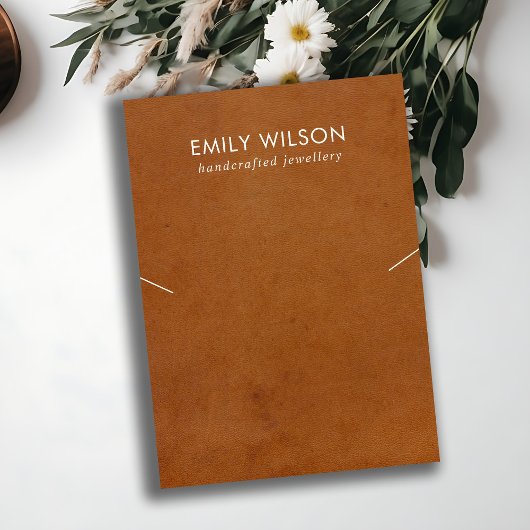 TAN LEDEREN TEXTUUR KETTINGEN ARMBAND DISPLAY KAAR VISITEKAARTJE